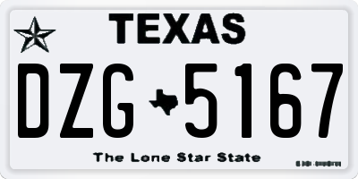 TX license plate DZG5167
