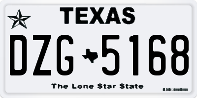 TX license plate DZG5168