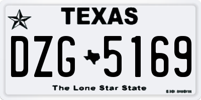 TX license plate DZG5169