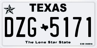 TX license plate DZG5171
