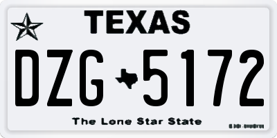 TX license plate DZG5172