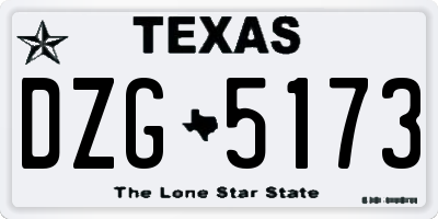 TX license plate DZG5173