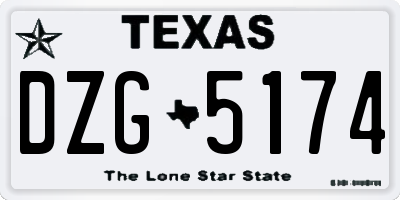 TX license plate DZG5174