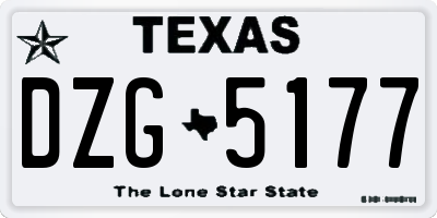 TX license plate DZG5177