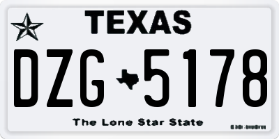 TX license plate DZG5178
