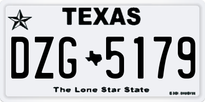 TX license plate DZG5179