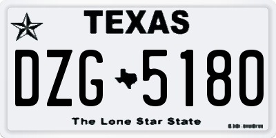 TX license plate DZG5180