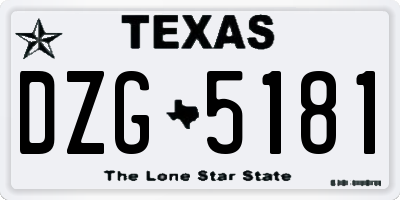 TX license plate DZG5181