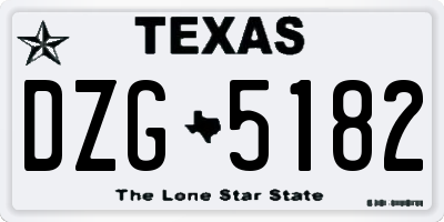 TX license plate DZG5182