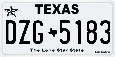 TX license plate DZG5183