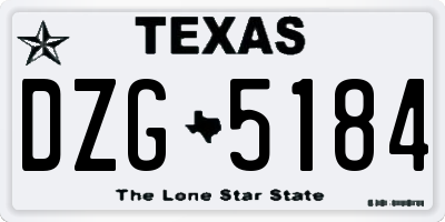 TX license plate DZG5184