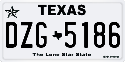 TX license plate DZG5186