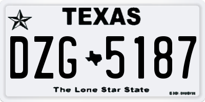 TX license plate DZG5187