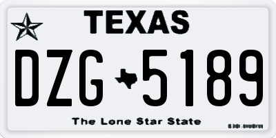 TX license plate DZG5189