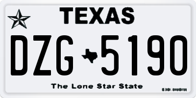 TX license plate DZG5190