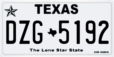 TX license plate DZG5192