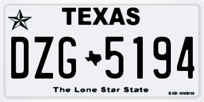 TX license plate DZG5194