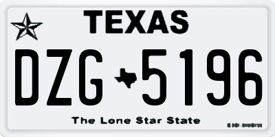 TX license plate DZG5196