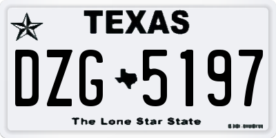 TX license plate DZG5197
