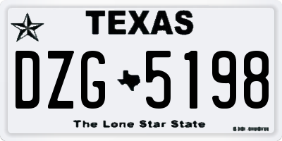 TX license plate DZG5198