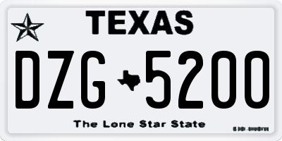 TX license plate DZG5200
