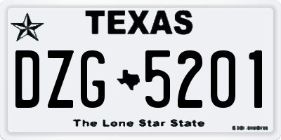 TX license plate DZG5201