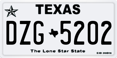 TX license plate DZG5202
