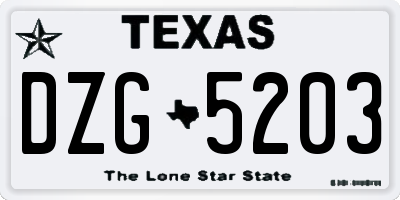 TX license plate DZG5203