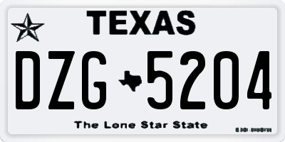 TX license plate DZG5204