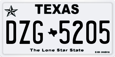 TX license plate DZG5205