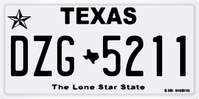 TX license plate DZG5211