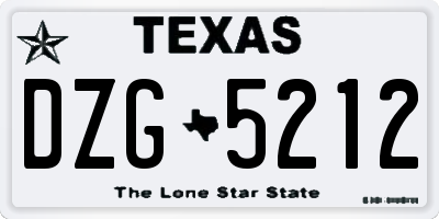TX license plate DZG5212