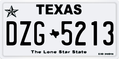 TX license plate DZG5213