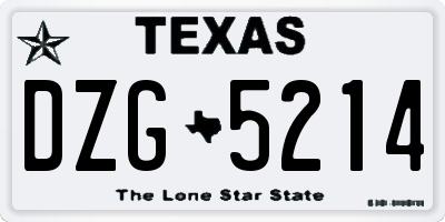 TX license plate DZG5214