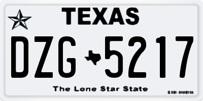 TX license plate DZG5217