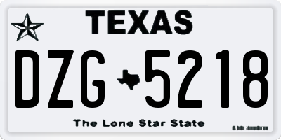 TX license plate DZG5218
