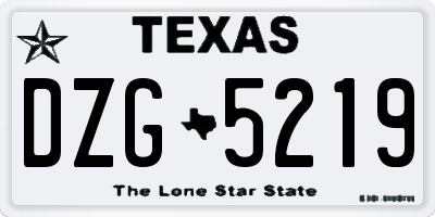 TX license plate DZG5219