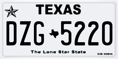 TX license plate DZG5220