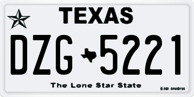 TX license plate DZG5221