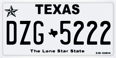 TX license plate DZG5222