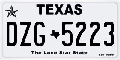 TX license plate DZG5223