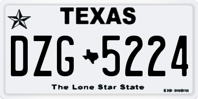 TX license plate DZG5224