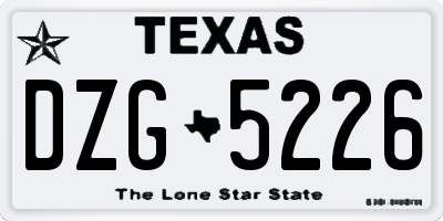 TX license plate DZG5226