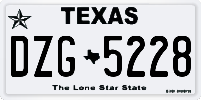 TX license plate DZG5228