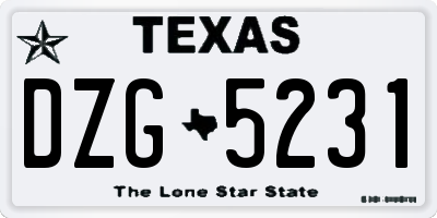 TX license plate DZG5231