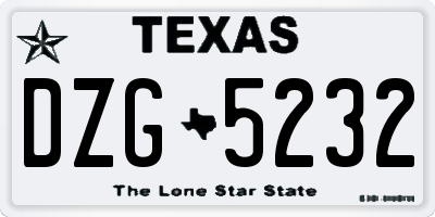 TX license plate DZG5232