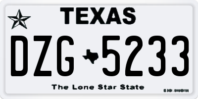 TX license plate DZG5233