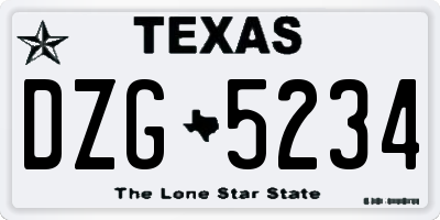 TX license plate DZG5234