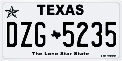 TX license plate DZG5235