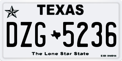 TX license plate DZG5236